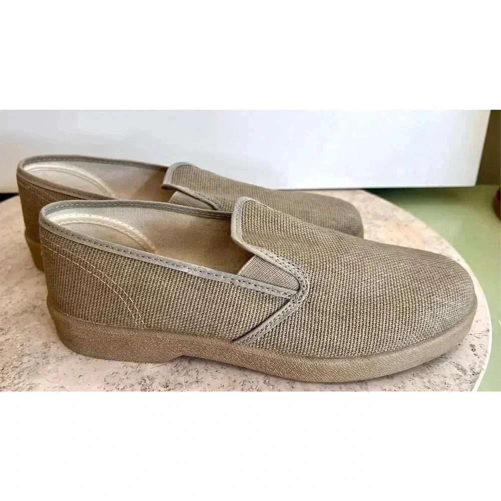 Unbranded‎ Mens Brown Solid Canvas Slip On Loafer Shoes Size 7.5
